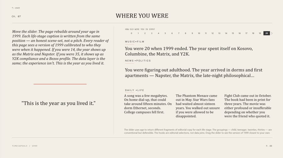Where You Were personalized age page